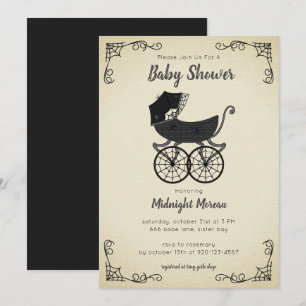 Gothic Kinderwagen Spinne Baby Shower Einladung