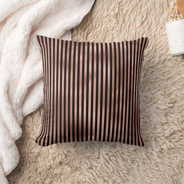 Gothic Kinderzimmer Schwarz & Rose Gold gestreift Kissen (Decke)