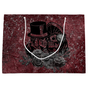 Gothic Kissing Skulls Couple und Blut rot ewigen Große Geschenktüte
