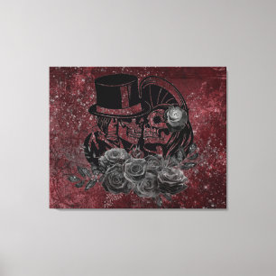 Gothic Kissing Skulls Couple und Blut rot ewigen Leinwanddruck