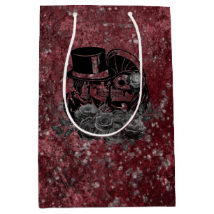 Gothic Kissing Skulls Couple und Blut rot ewigen Mittlere Geschenktüte
