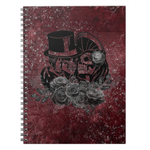 Gothic Kissing Skulls Couple und Blut rot ewigen Notizblock