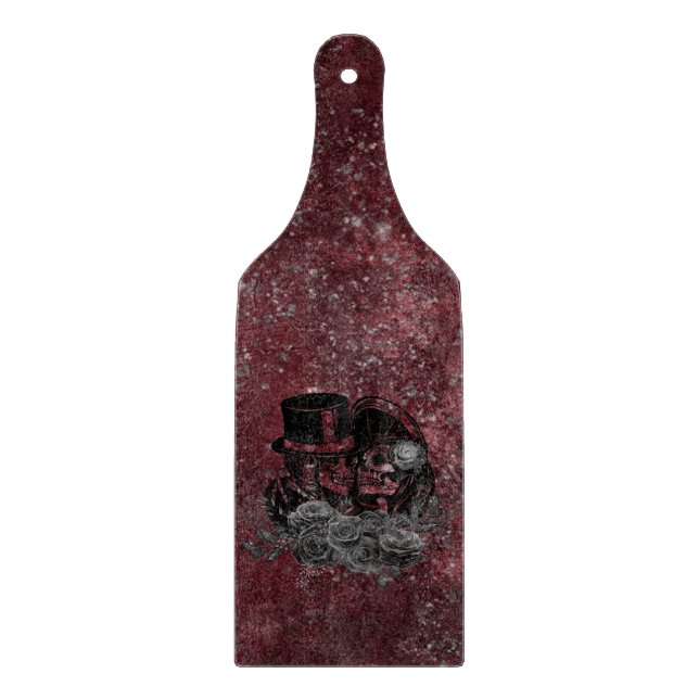Gothic Kissing Skulls Couple und Blut rot ewigen Schneidebrett (Vorderseite)