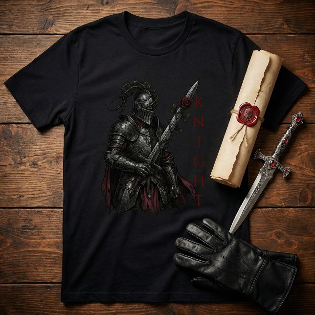 Gothic Knight of the Bleeding Rose Dark Fantasy T-Shirt (Von Creator hochgeladen)