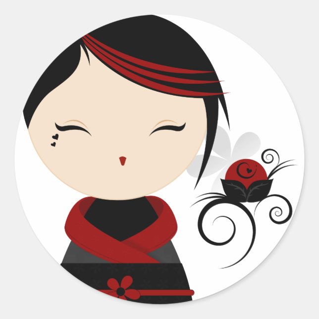 Gothic Kokeshi Sticker (Vorderseite)