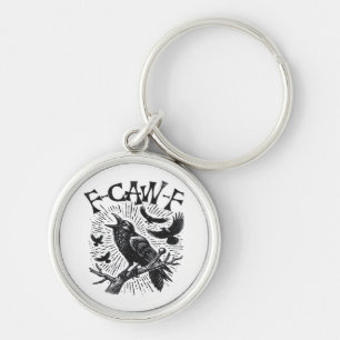 Gothic Krähe F-Caw-F Humor Lustig Essential Retro  Schlüsselanhänger