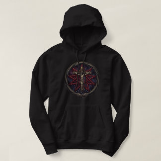 Gothic Kreuz & Okkultes Schlangen-Emblem Grafik Hoodie