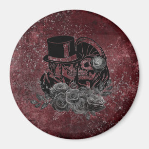 Gothic Küssendes Totenkopf-Paar und Blutrot Ewigke Magnet