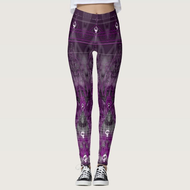 Gothic Lace o' Death steampunk Schädellace wicca Leggings (Vorderseite)