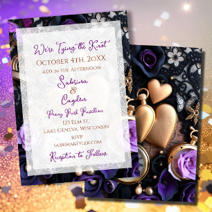 Gothic Lace, Rose und Pocket Uhren Hochzeit Einladung