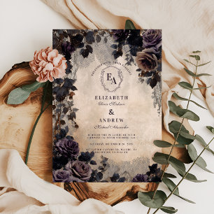 Gothic Lavender Lace & Rose Romantik Einladung