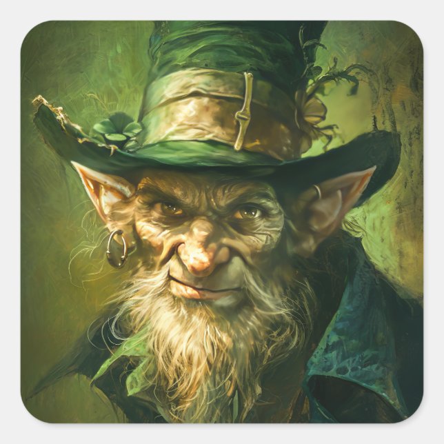 Gothic Leprechaun Quadratischer Aufkleber (Vorderseite)