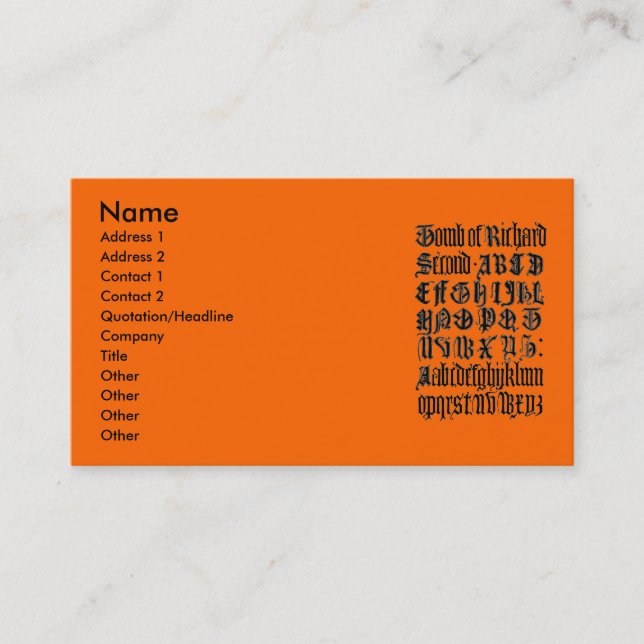Gothic Letters Business Card Visitenkarte (Vorderseite)