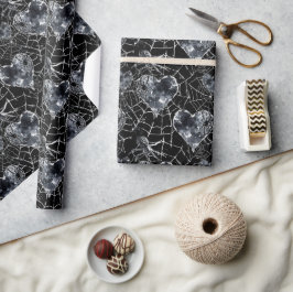 Gothic Liebe Spooky Spider Web mit Herz Geschenkpapier
