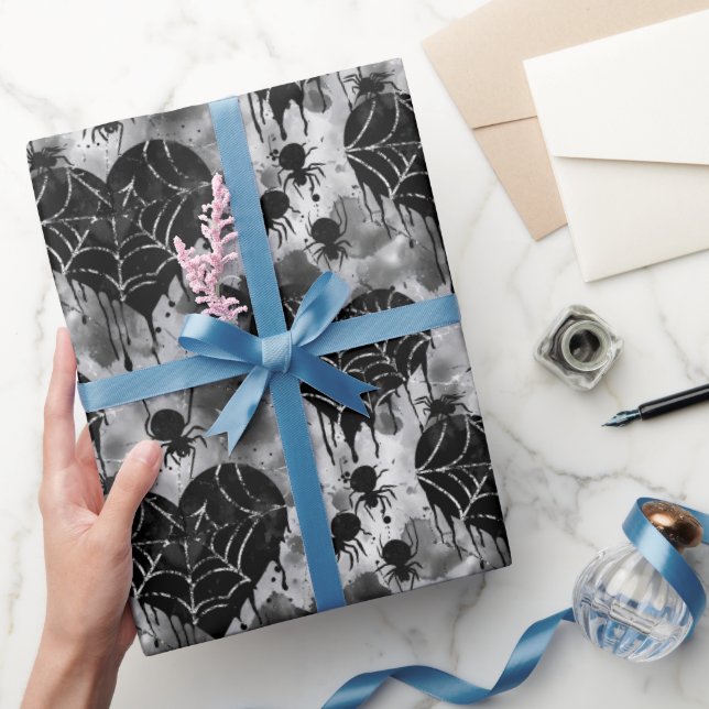 Gothic Liebe Spooky Spider Web mit Herz Geschenkpapier (Schenken)