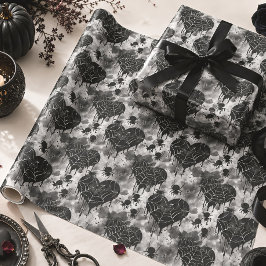 Gothic Liebe Spooky Spider Web mit Herz Geschenkpapier