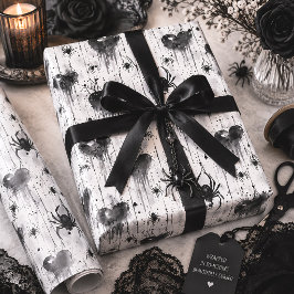 Gothic Liebe Spooky Spider Web mit Herz Geschenkpapier