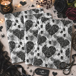 Gothic Liebe Spooky Spider Web mit Herz Geschenkpapier Set