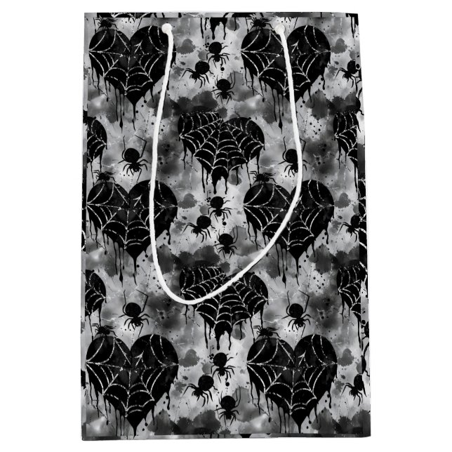 Gothic Liebe Spooky Spider Web mit Herz Mittlere Geschenktüte (Vorderseite)
