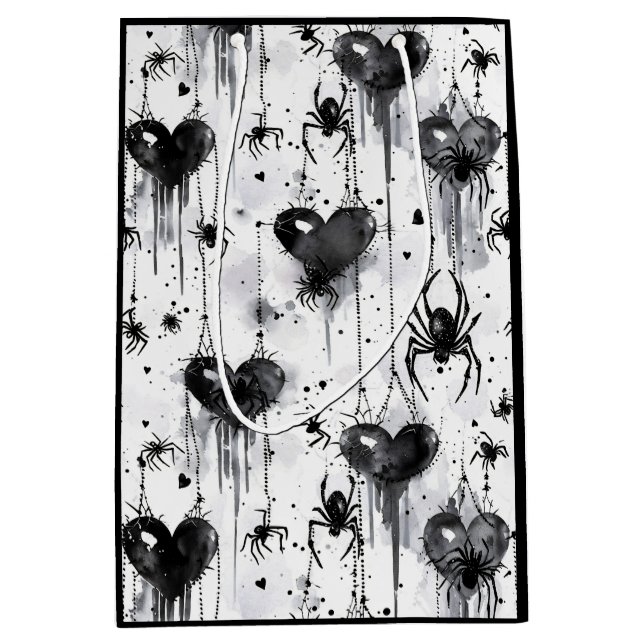 Gothic Liebe Spooky Spider Web mit Herz Mittlere Geschenktüte (Vorderseite)