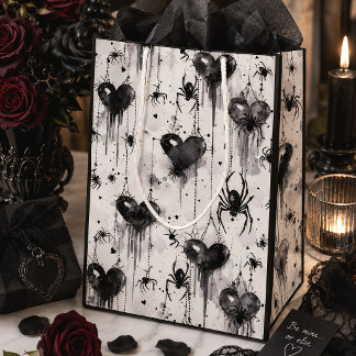 Gothic Liebe Spooky Spider Web mit Herz Mittlere Geschenktüte