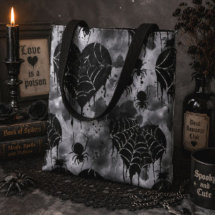 Gothic Liebe Spooky Spider Web mit Herz Tasche
