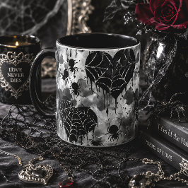 Gothic Liebe Spooky Spider Web mit Herz Tasse