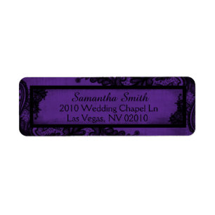Gothic Lila Black Lace Grunge Wedding Labels