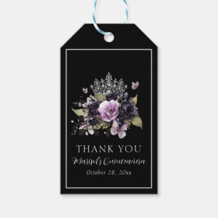 Gothic Lila & Black Moody Florals Quinceañera Geschenkanhänger