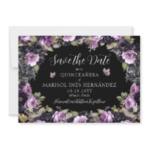 Gothic Lila & Black Moody Florals Quinceañera