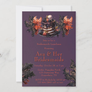 Gothic Lila Black Pumpkin Bridesmaids Luncheon Einladung