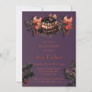 Gothic Lila Black Pumpkin Brunch und Bubbly Einladung