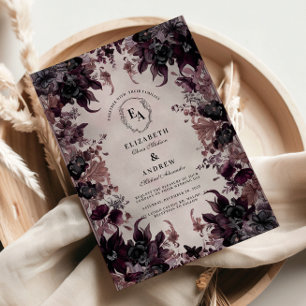 Gothic Lila Bloom Wedding Einladung
