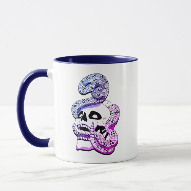 Gothic Lila & Blue Snake und Skull Dark Art Tasse (Links)