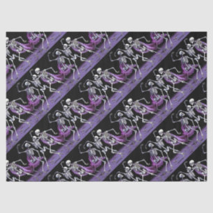 Gothic Lila Dancing Skeletons Muster Hochzeit Seidenpapier