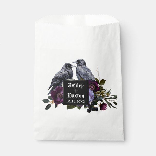 Gothic Lila Floral Bouquet mit Ravens Geschenktütchen (Vorderseite)