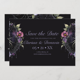 Gothic Lila Floral Spider Web Handfasting Save The Date