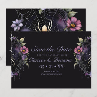 Gothic Lila Floral Spider Web Handfasting Save The Date