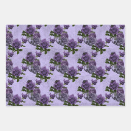 Gothic Lila & Gray Stone Skull Geschenkpapier Set