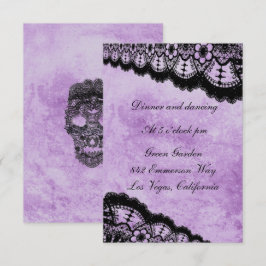 Gothic Lila Grunge Black Lace Hochzeitsempfang Begleitkarte
