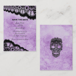 Gothic Lila Grunge Black Lace Save the Date Card Mitteilungskarte