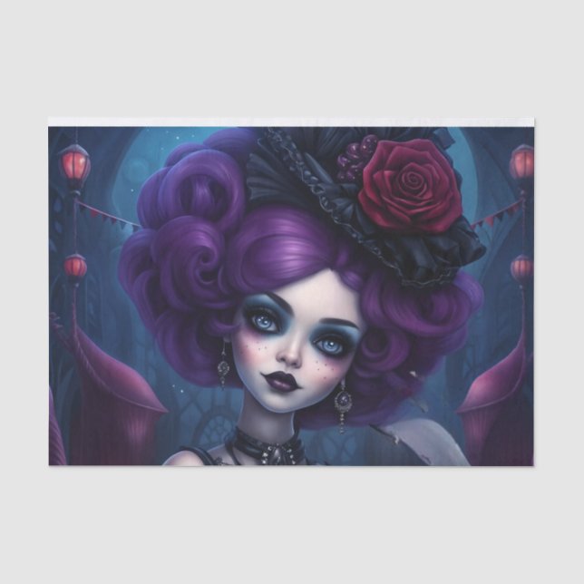 Gothic Lila Hair Beauty Decoupage Seidenpapier (Vorderseite)