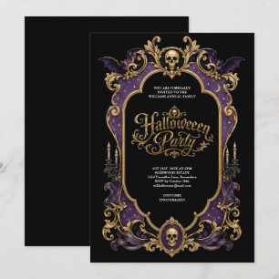 Gothic-lila Halloween-Party-Schädel Einladung
