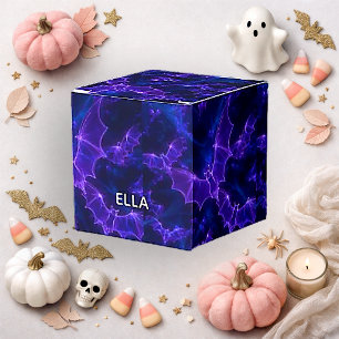 Gothic Lila Neon-Fledermaus-Muster Halloween Geschenkschachtel
