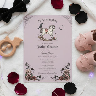 Gothic Lila Rocking Horse Rock a Bye Baby Shower Einladung