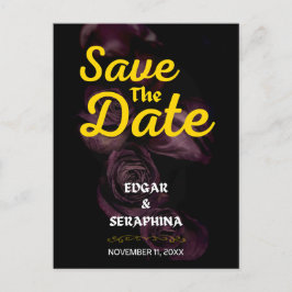 Gothic Lila Rose Schwarz und Gold Save the Date Postkarte