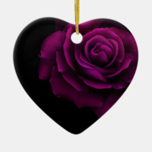 Gothic Lila-Rote Rosenblüte Keramik Ornament