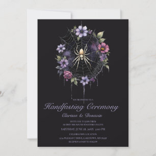 Gothic Lila Spinne Blumennetz Handfasting Einladung