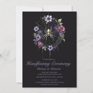 Gothic Lila Spinne Blumennetz Handfasting Einladung