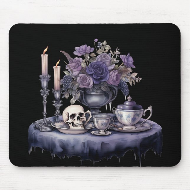 GOTHIC LILA TEA SERVICE MIT VASE of BLUME Mousepad (Vorne)
